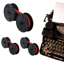 Pack of 3 Ink Ribbons for Typewriter, Black & Red, Double Pack Typewriter Ribbon, High-Quality Nylon Typewriter Ink Ribbon, Compatible with