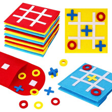 Tic Tac Toe Game, Pack of 6 Colourful Felt Tic Tac Mini Set, Perfect Party Bags for Children's Birthdays, Parties & School Events, Education