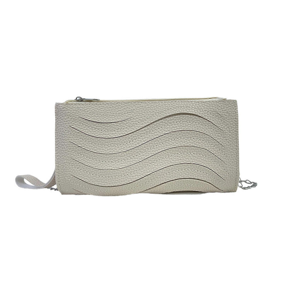 (Brown, One Size) Shoulder Bag For Girl Women Formal Evening Bag Lady Purse Ripple Designed Wedding Clutch Cocktail Prom Crossbody Bags Beige 7683012666254
