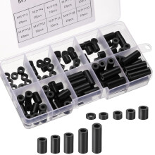 M3 Nylon Spacers, 100 Pieces Plastic Spacer Set, Round Spacers for Screws and Bolts with 1/8 Inch, for Electrical Socket, Black