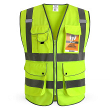 STOUUMOW High Visibility Safety Vest for Men and Women, Cycling Vest with Zip, Reflective Vest, Work Vest