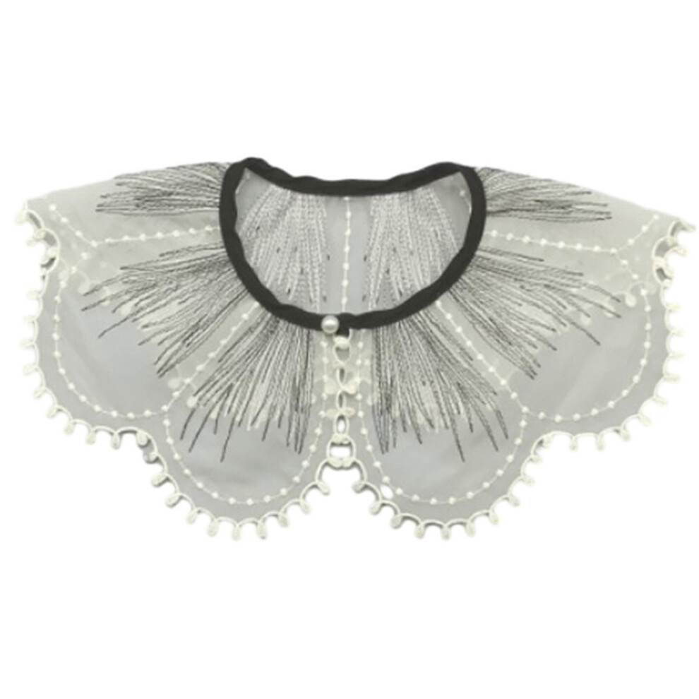 (Lace Up, One Size) False Collar Detachable Blouses False Collar Embroidery Collar Little Shawl Top Elegant For Womens Girls 7683012667978