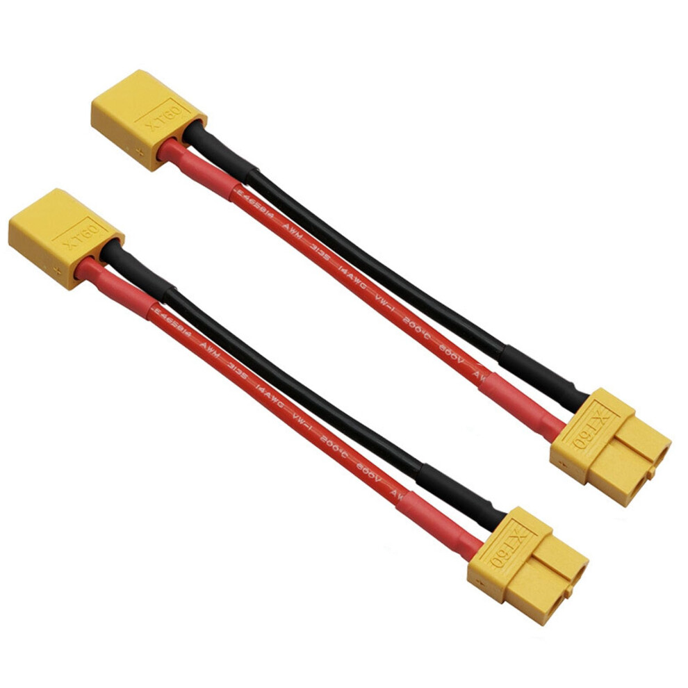 Pack Of 2 Xt30 Male To Xt60 Female Adapter, With 10 Cm 14Awg Silicone Cable, Converter For Rc Fpv Drones, Lipo Nimh Battery Chargers, Robust 6920702326069