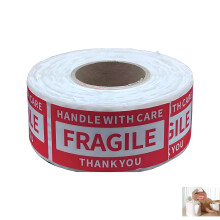 500PCS fragile sticker 25mm x 50mm, please handle with care thanks sticker red warning sticker for shipping