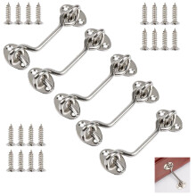 5pcs Cabin Hooks 4 Inch, Stainless Steel Door Hook Lock, Solid Barn Door Hooks for Door Door Sheath Window Cabinet with Mounting Screws (4)