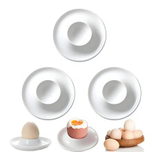 JCUQGDOO 3PCS Egg Mug, Egg Holder for Soft and Hard Cooked Eggs, Classic White Plastic Egg Stand, Microwave & Dishwasher