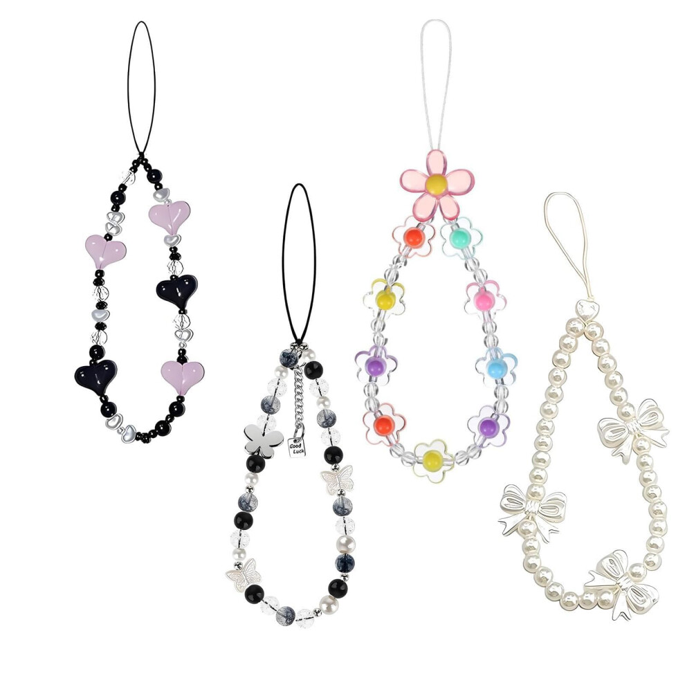JCUQGDOO Beads Phone Bracelet, 4pcs Phone Charm Bracelet, Beads Cell Phones Charms, Cute Phones Charms Bracelets Beads Bracelet Bracelets