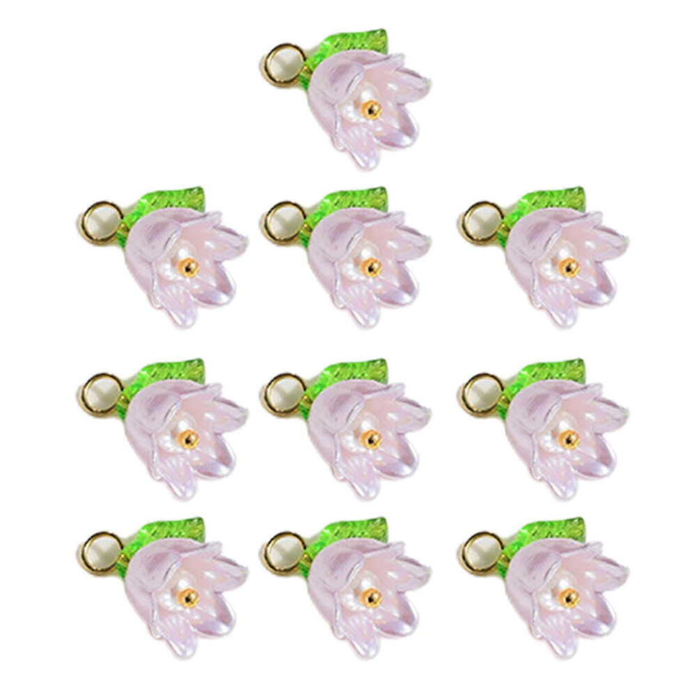 (Light Yellow, One Size) 10Pcs Pearls Bell Orchids Pendant Flower Diy Necklace Bracelet Keychain Jewelry Pearls Bell Orchids Pendant Light Purple 7683012666292