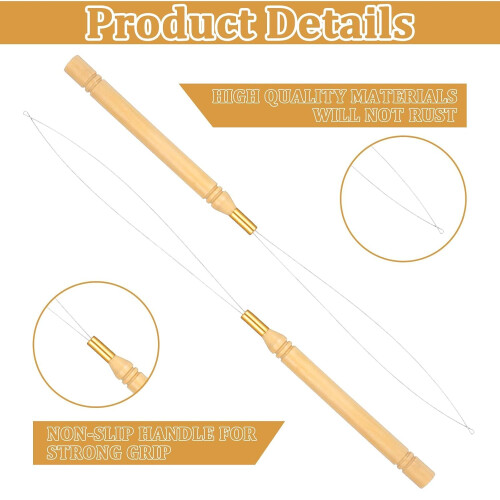 Hair Extension Tool Kit, 9 Pieces Beader Loop Needle Threader with Wood Pulling Hook Beads Device, Complete Set for Seamless Hair Fed 1
