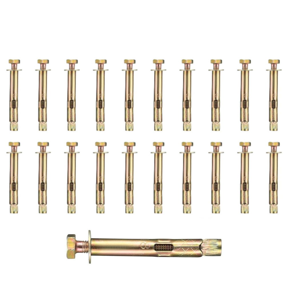 20-Pack M6-8X60mm Heavy-Duty Anchor Screws Set - Hex Sleeve Expansion Screws For Concrete / Masonry / Brick Walls, Corrosion Resistant 6920702329374