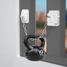 3-piece Child and Pet Safety Window Lock Kit - Drill-free Adjustable Restrainer with Fall Prevention Chain, Multi-top flap