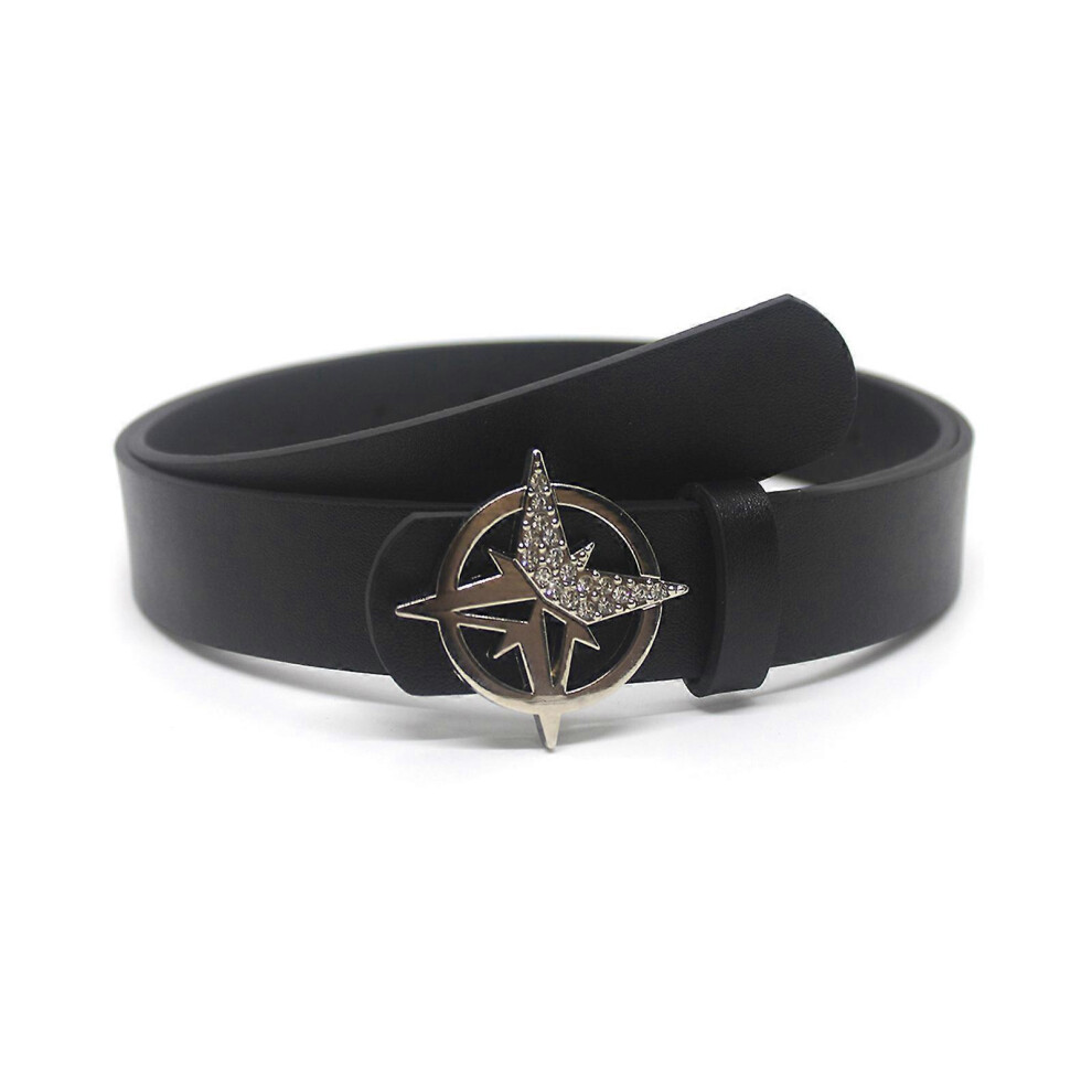 (Black, One Size) Punk Adult Waist Belt With Adjustable Rhinestone Star Buckle Waistband Jeans Skirt Waist Belts For Women Slimming Belt Black 7683012693762