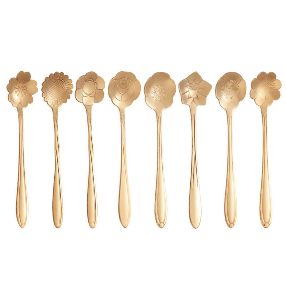 (4, One Size) Set Of 8 Flower Spoon Kitchen Utensil Perfect For Coffee Milk Tea Ice Cream Dessert Pudding Yogurt Dinnerware 3 7683012695292