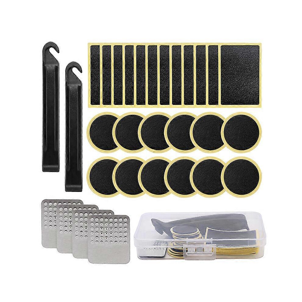 (As show, One size) 30 Pieces Bike Puncture Repair Kit, Tube Repair Kit with Glueless Bike Tire Repair Patches, Tire Lever and Metal File, Great for Bikes, Mountain Bikes