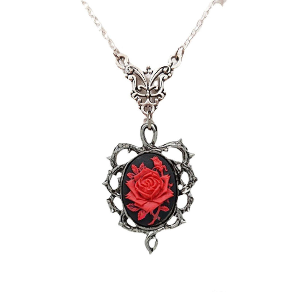(B, One Size) Vintage Rose Flower Pendant Necklace For Girls Womens Gothic Punk Jewelry Personalized Necklaces Rose Victorian Necklace 7683012671500