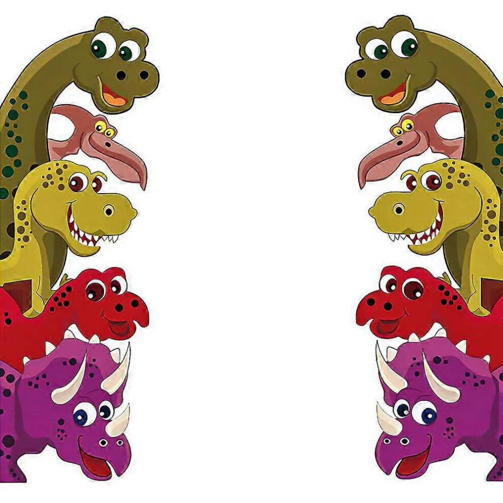 (As show, One size) 2PCS Cartoon Dinosaur Wall Stickers for Door Decor Kids Room Nursery Vinyl Wall Decals Art Murals Home Decoration (Left+Right)
