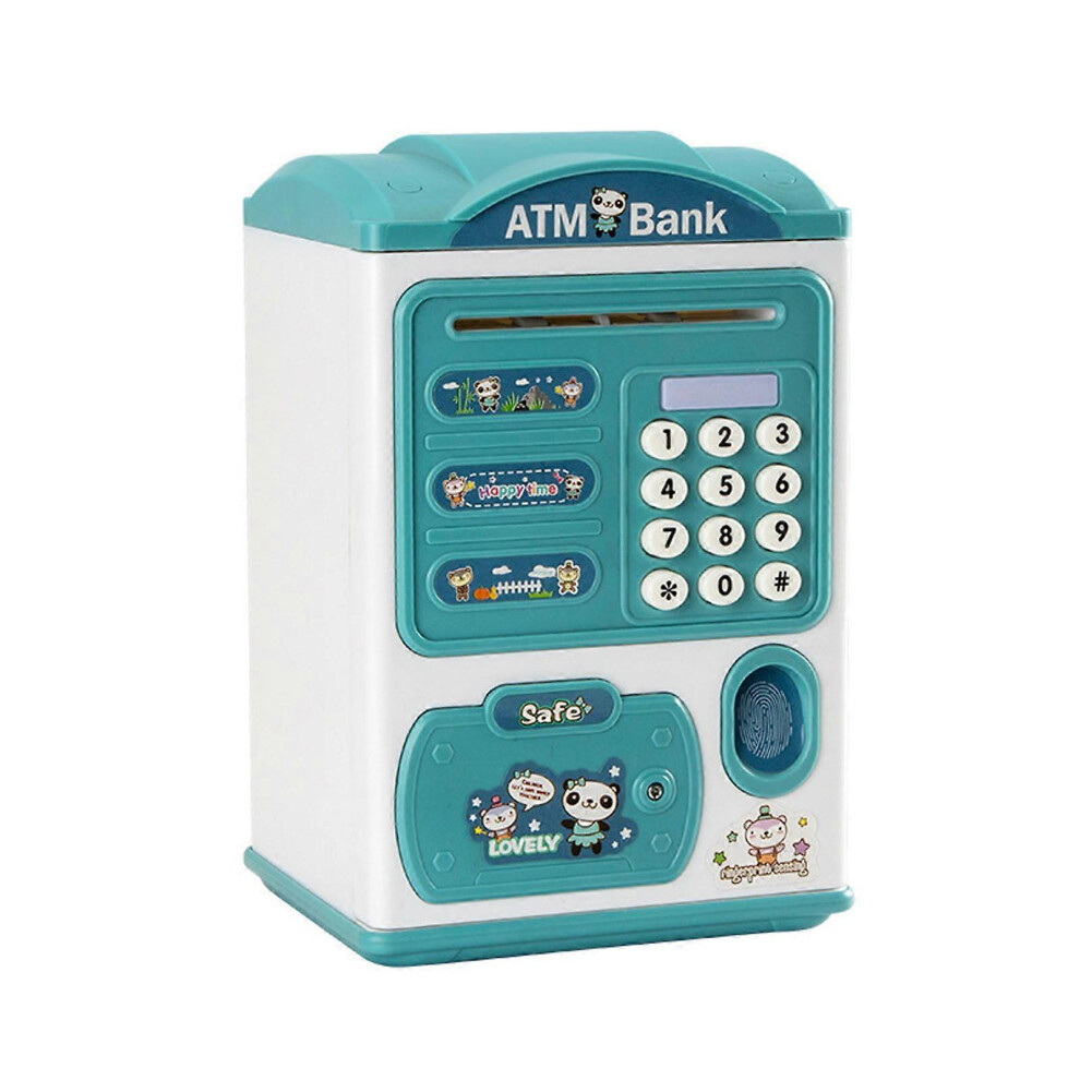 (Blue, One Size) Kids Piggy Bank Electronic Password Fingerprint Atm Cash Coin Can Auto Scroll Bill Money Saving Box Children Gift Blue 7683012671784