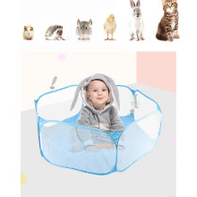 (As show, One size) 1PCS (blue) Child, Small Animal Playpen, Foldable Pet Playpen with Zipper, Cages Tent Breathable Transparent Exercise Fence for Dog, Cat, Rabbit