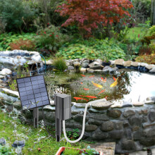 Solar Pond Aerator 2.5W/7V Air Pump Oxygenator 0.6L/min Solar Pump for Pond with 1 Bubble Stone and Ground Spike for Outdoor Garden Fish Po