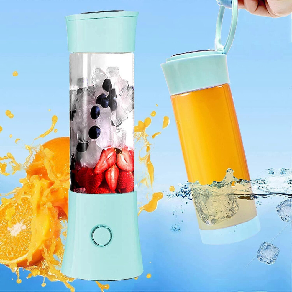 (As show, One size) Portable Juice Blender, Milkshake, Fruit and Vegetable Juicer, Mixer, 480ml, BPA Free, Mini USB Smoothie Blenderblue