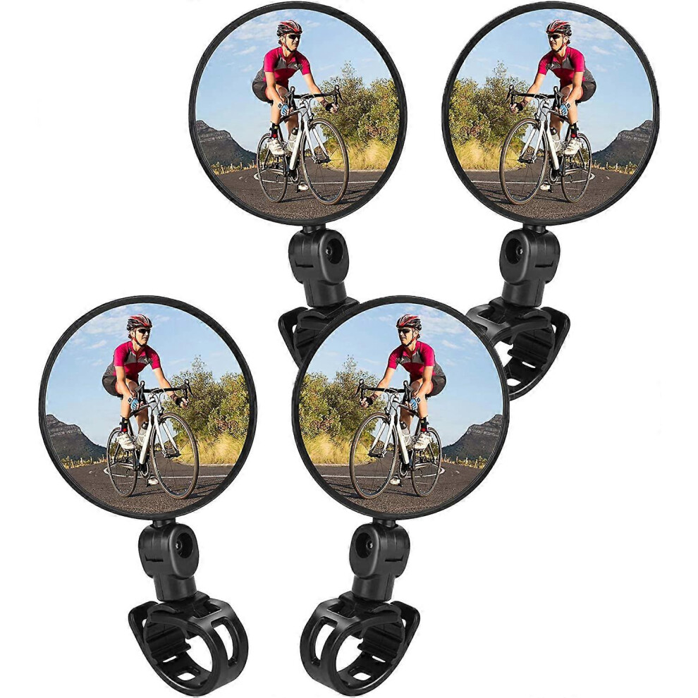 (As show, One size) Bike Mirrors, 4pcs Bicycle Cycling Rear View Mirrors Adjustable Rotatable Handlebar Mounted Plastic Convex Mirror for Mountain Roa