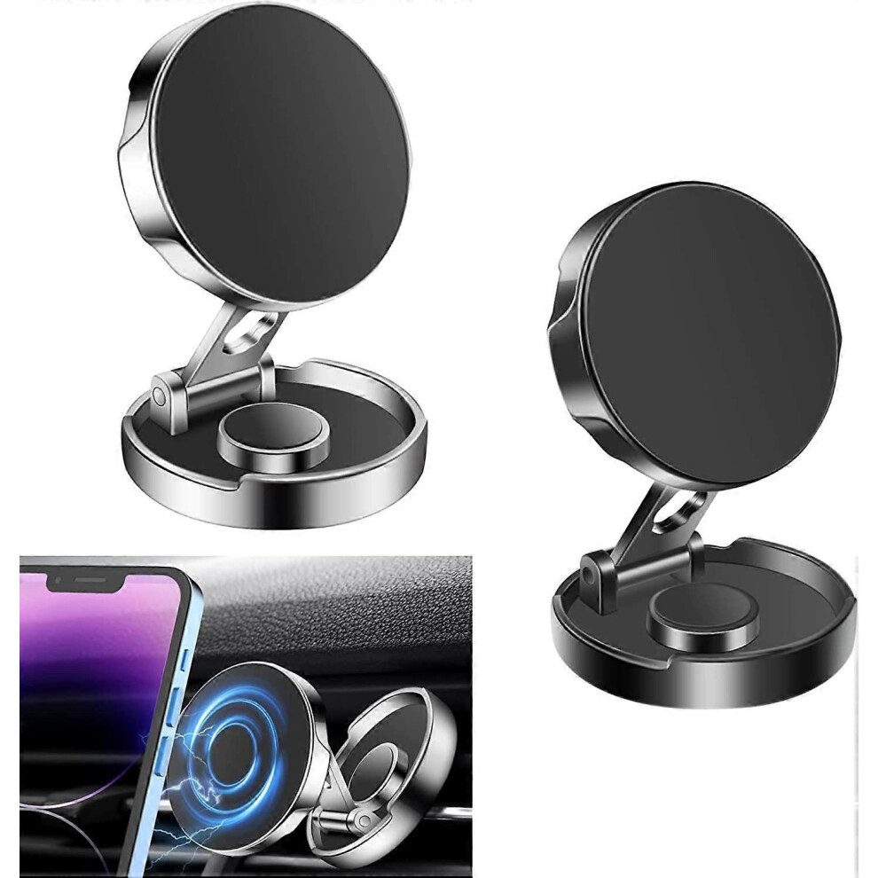 (As show, One size) Magnetic Car Phone Holder, 720 Foldable Metal Folding Magnetic Car Phone Holder Magnet Car Phone Holder for All Smartphones with A