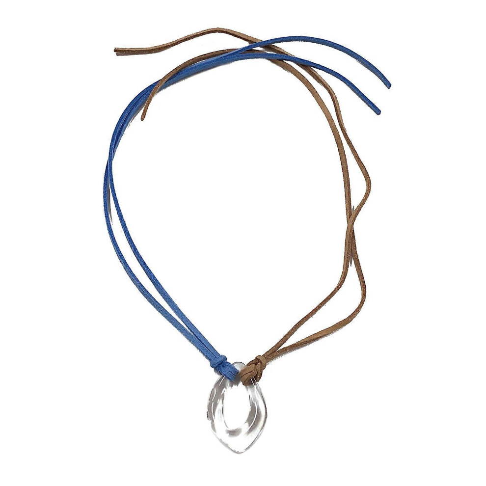 (Black Rope 1, One Size) Elegant Necklace With Clear Charm Acrylic Clavicle Chain Adjustable Velvets Cord Necklace Circular Pendant Neckchain Blue Co 7683012673986