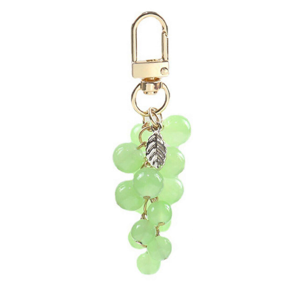 (Purple Red, One Size) Crystal Grape Charm Keychain Sweet Cool Simulated Fruit Keyring Pendant Bag Hanging Ornament Women Backpack Decorations Green 7683012665707