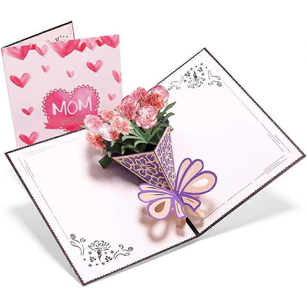 (As show, One size) 3D Mother's Day Greeting Card, Birthday Card For Mom, Carnation Flower Greeting Card, Best Gift For Mom's Birthday And Mother's Day