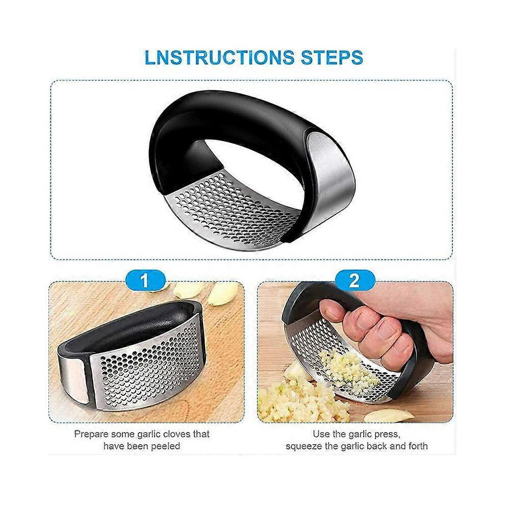 (As show, One size) Garlic Press, Stainless Steel Garlic Crusher Professional Kitchen Silicone Garlic Peeler