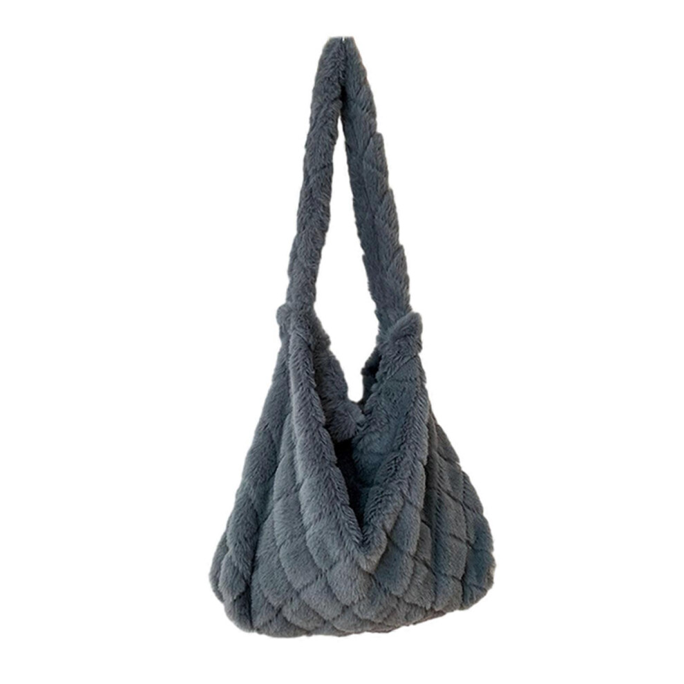 (Gray, One Size) 2023 Armpit Bag Winter Shoulder Bag For Girl Women Large Capacity Trendy Plush Handbag Shopping Bag Underarm Bag Tote Gray 7683012690907
