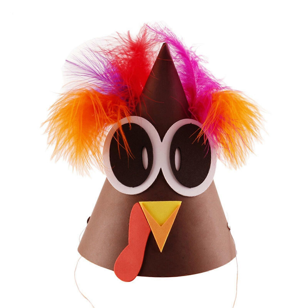 (B, One Size) Thanksgiving Party Turkey Hats Diy Party Hat Feather Turkey Photo Props Feather Turkey Hat For Thanksgiving Masquerade A 7683012667305