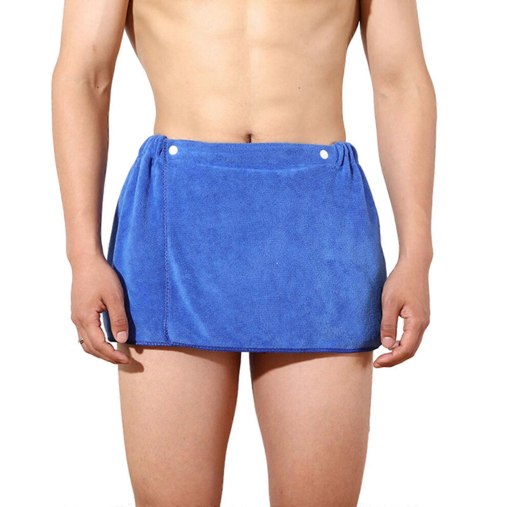 (Blue, One Size) Men Soft Wearable Bath Towel Short Towel Soft Coral Fleece Swimming Beach Towel Blanket Sexy Sleepwear Bathrobe Pants Blue 7683012673689