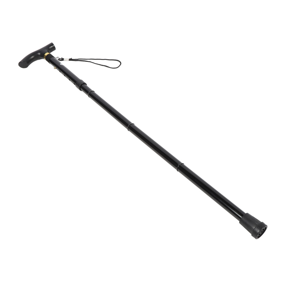 Black Aluminum Alloy Folding Cane Hiking Mountaineering Foldable Walking Cane For Elderly Disabled Men Women