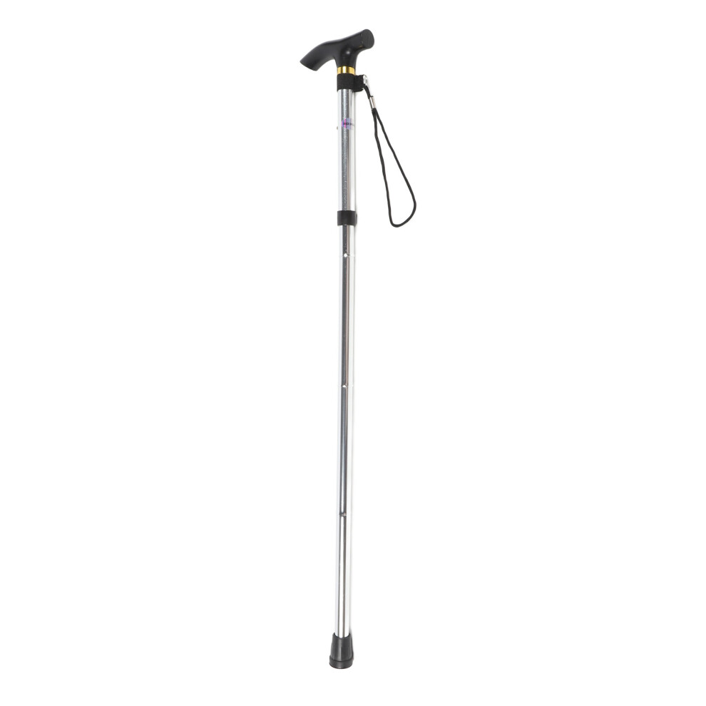 Silver Aluminum Alloy Folding Cane Hiking Mountaineering Foldable Walking Cane For Elderly Disabled Men Women