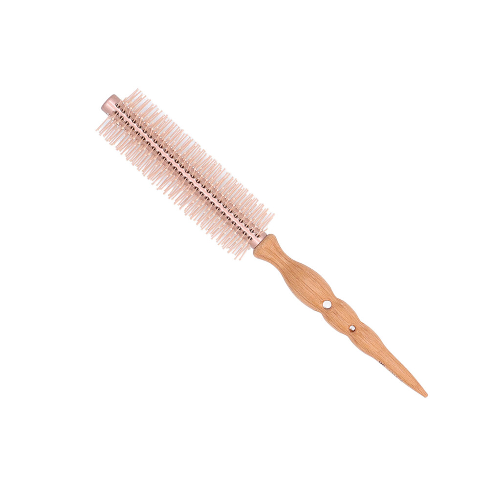 Round Hair Brush Nylon Bristles Wood Barrel Comfortable Grip Professional Styling Tool for Salon Use