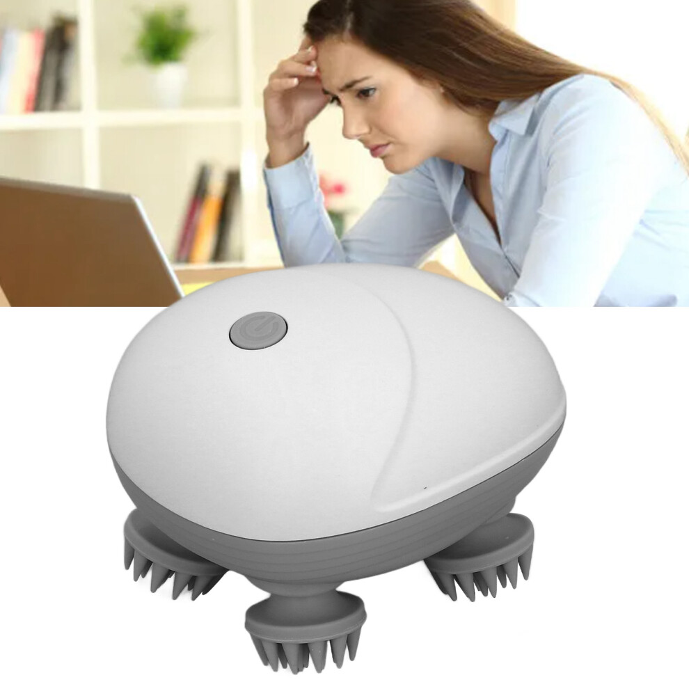 White Mini Electric Head Massager Automatic Scalp Headache Body Massager With Removable Massage Head For Home Use