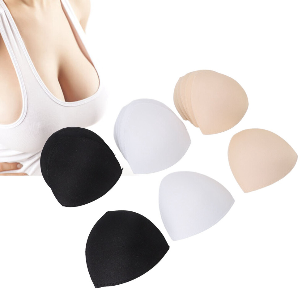 Black/White 9 Pairs Triangle Sports Bra Pad Gathering Breathable Triangle Bra Inserts For Yoga Wear Swimwear Skin Colour