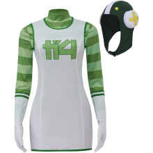 (Medium, White) Gum Cosplay Costume Dress with Gloves Hat Outfits Women Girls Street Sports Costume