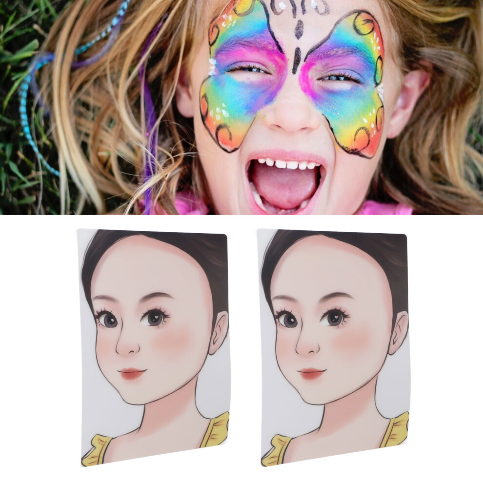 2pcs Kids Face Painting Exercise Board Reusable Face Painting Exercise Template Washable Makeup Stencil Face Painting Effect Display Board