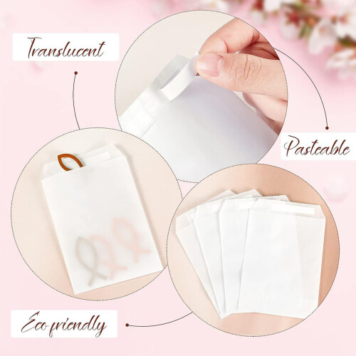 Flache Papiertüten 100 Stück weiß durchscheinend 2
