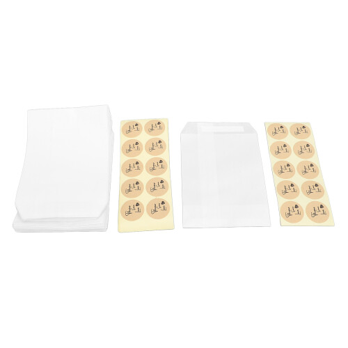 Flache Papiertüten 100 Stück weiß durchscheinend 1