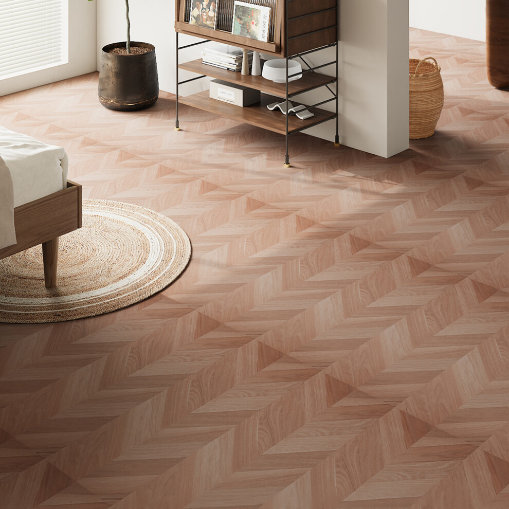 36Pcs Chevron Self-Adhesive PVC Flooring Planks, Walnut