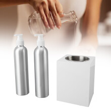 Massage Oil Heater Professional Single Bottle Quick Heating Lotion Warmer with 2pcs Aluminum Bottles 100‑240V US Plug