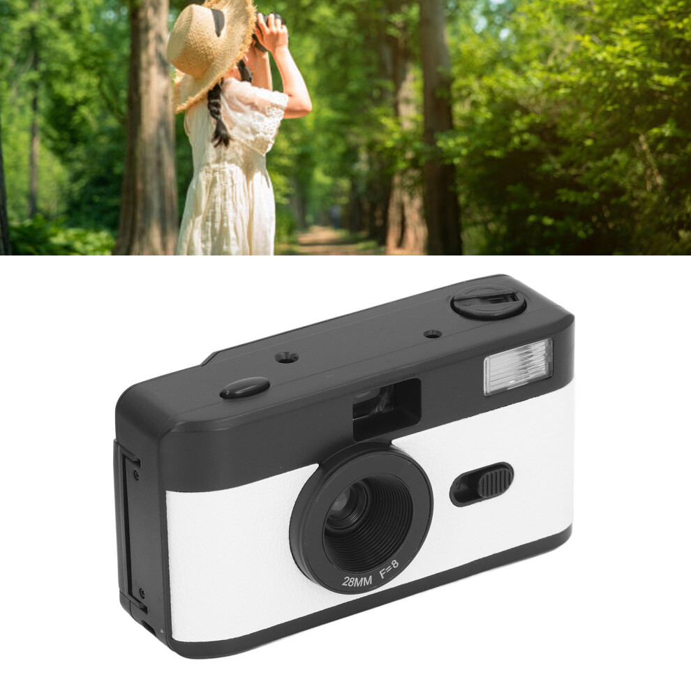 35Mm Film Camera Reusable Lightweight Vintage Camera Built In Flash With 28Mm F/8 Lens 1/120S Shutter Speed And Black/White 7891313754482