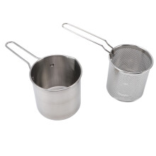 Deep Fryer Pot with Strainer Basket 304 Stainless Steel Deep Frying Pot with Handle for Frying Fish Shrimp Chicken and Fries