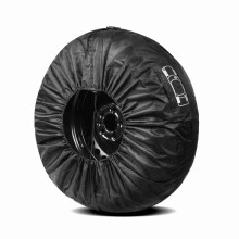4-teiliges wasserdichtes Reifenüberzieh-Set für Fahrzeuge von 13-18", Schwarz, inklusive Werkzeugtasche