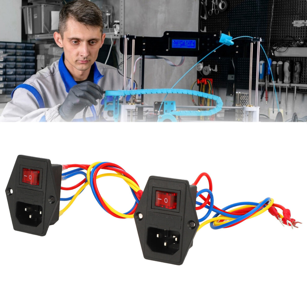 2Pcs Male Plug Power Socket With 10A Fuse 6A 250V Ac Rocker Switch Iec320 C14 Inlet Module For 3D Printer 9411313767565