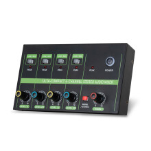 Leiser 4-Kanal-Mischer mit Mikrofon- und Line-Eingängen, Stereo/Mono-Schalter