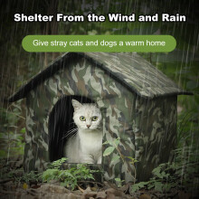 Wetterfeste Außenkatzen- und Hundehütte, Tarnmuster, Größen S-L